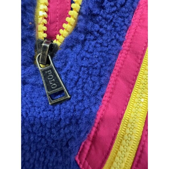 Polo Ralph Lauren High Pile Fluffy Fleece Pullover Zip Girls Large 12-14 Pony - Picture 5 of 9